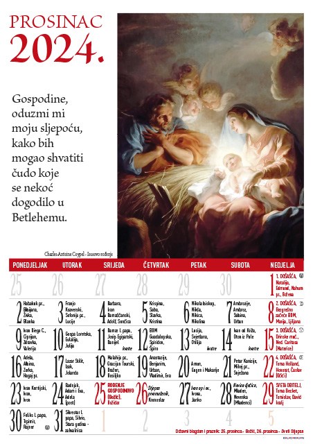 Marija katolički kalendar za 2024. godinu